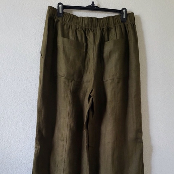 $198 Unworn Reformation Declan Linen Pant in Dark Olive - Picture 4 of 7